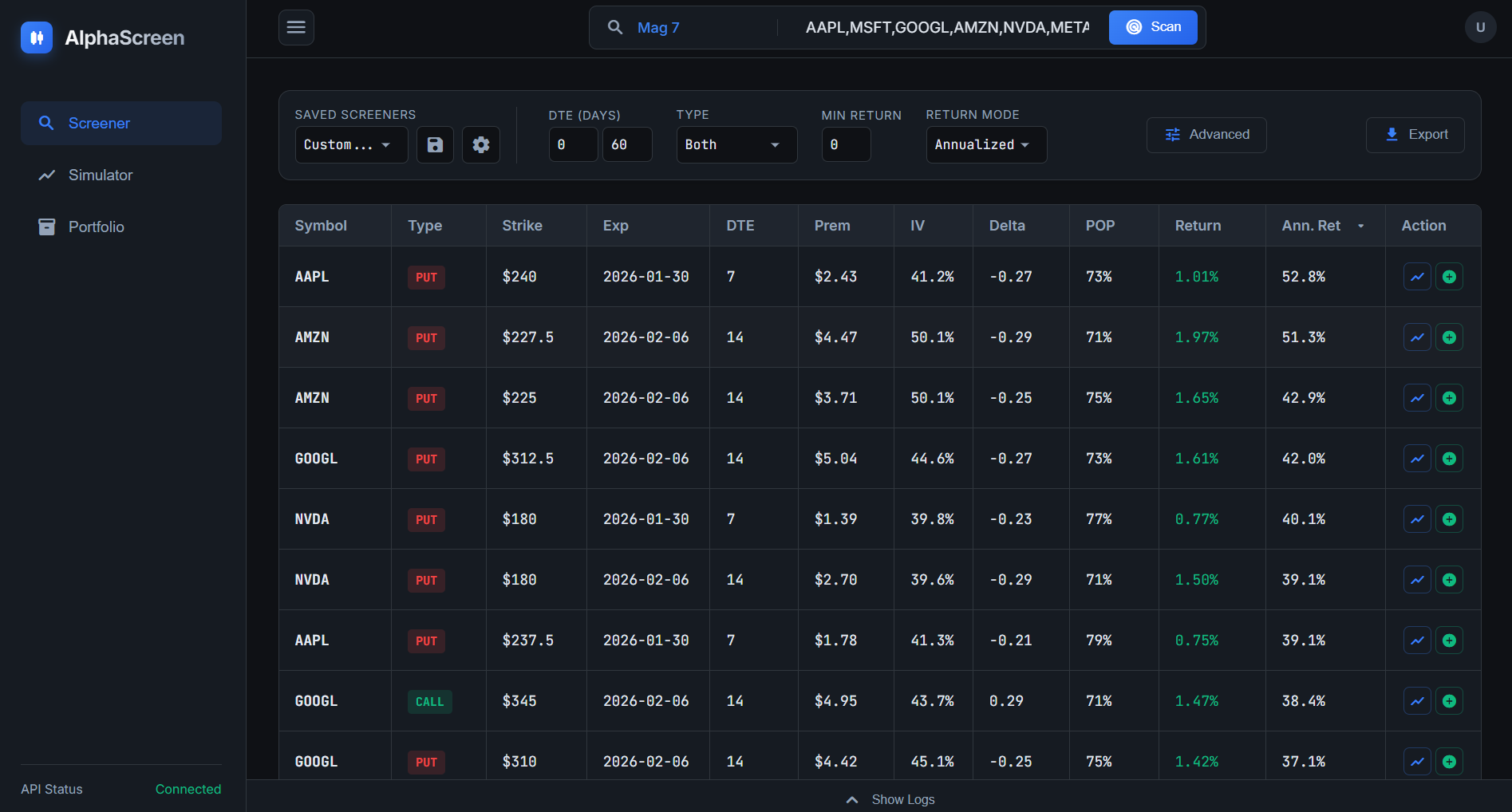 AlphaScreen Web Application