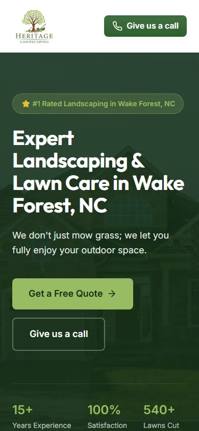 Heritage Landscaping Mobile view